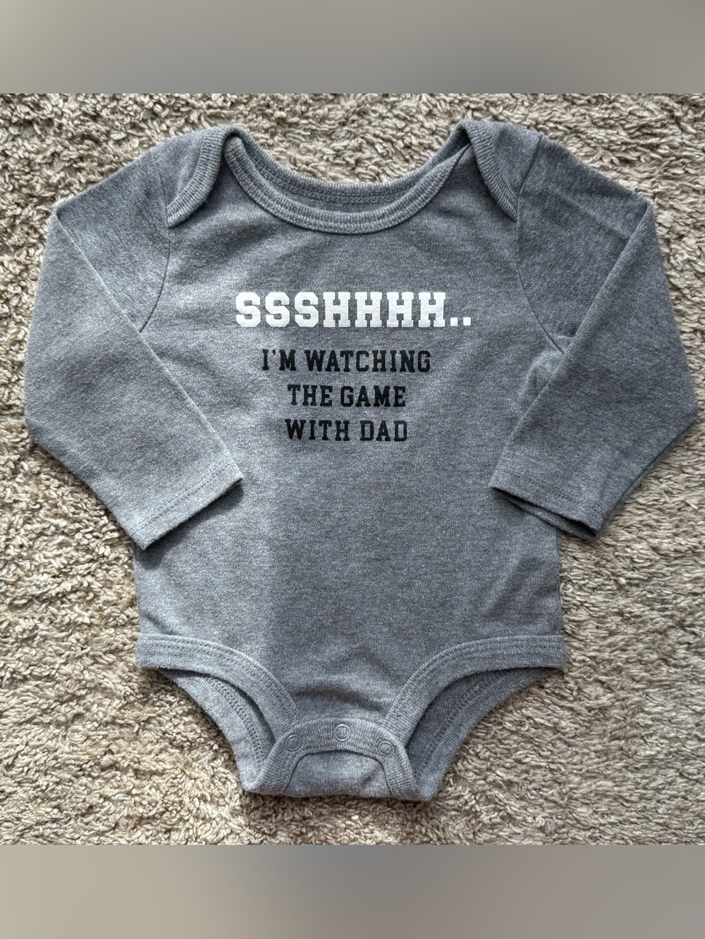 Lullaby Lane “Shhh… I’m Watching the Game With Dad” Long Sleeve Bodysuit 3-6M
